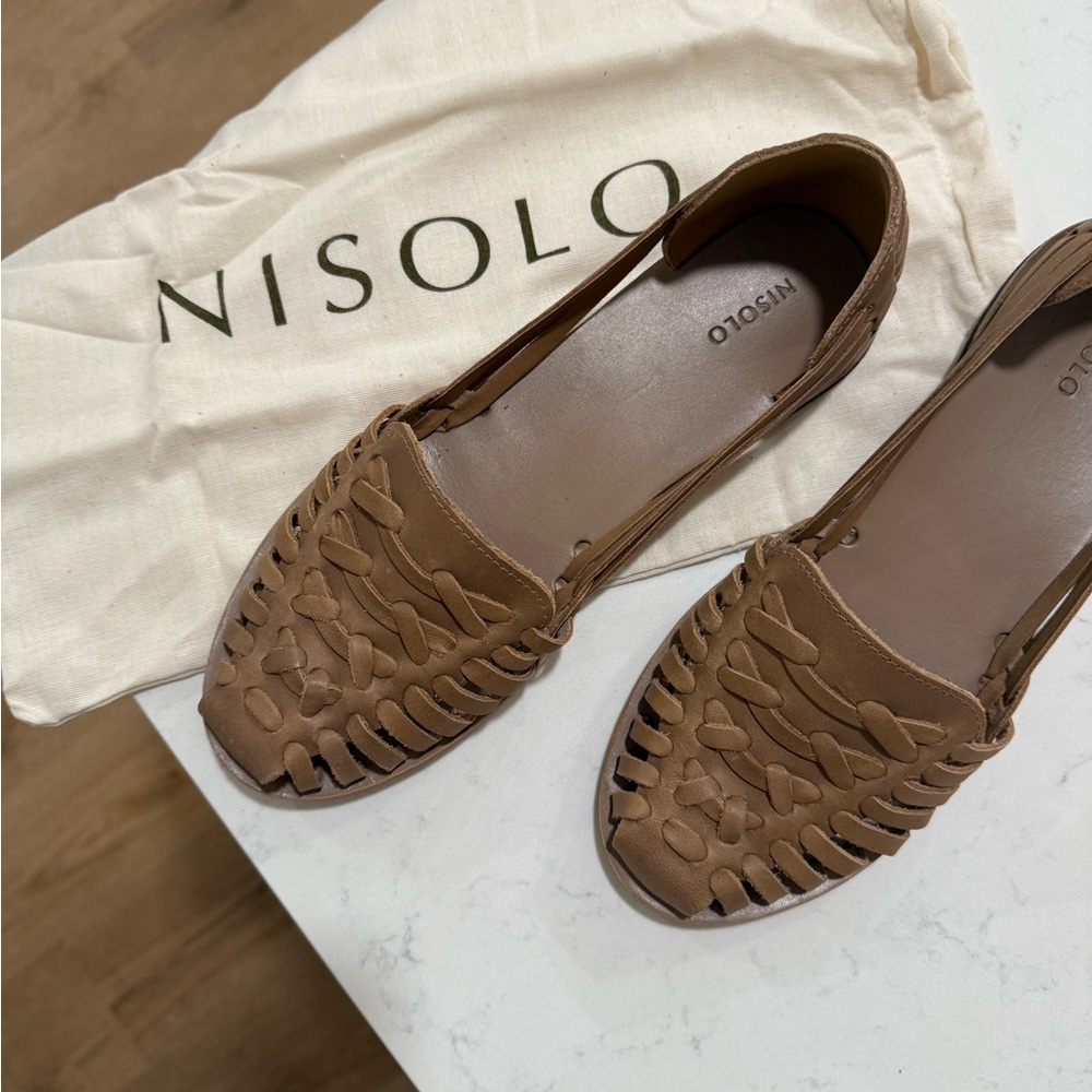 Nisolo Women's Brown Huarache Flats SIZE 9